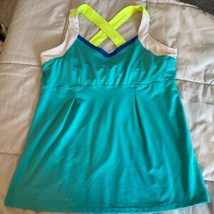 Lucky in Love Cross Back Tennis Pickleball Yoga Workout Tank M 8 10